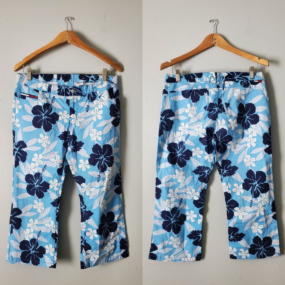 Tommy Hilfiger Jeans Hawaiian Tropical Y2K Low Rise Waist Capris Pants